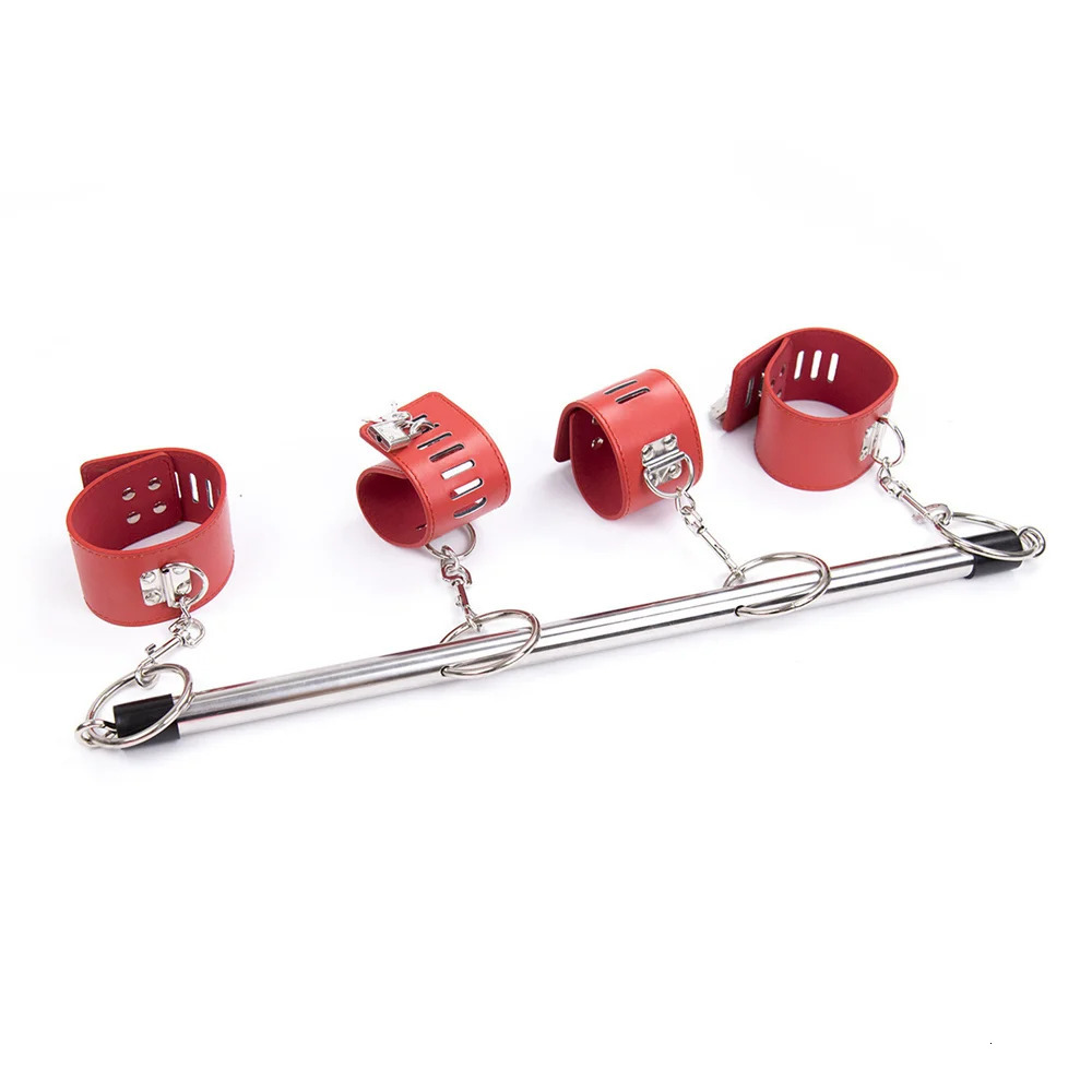 Adult Toys BDSM Bondage Adjustable Handcuffs Ankle Cuffs with Stainless Steel Spreader Open Legs Pu Leather Set for Couple Sex Games 231213 - view 6