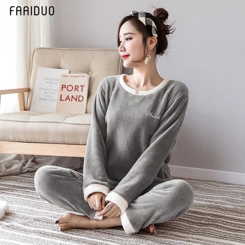 Women's Sleepwear Coral Velvet Pajamas for Women Winter Sweet and Cute Princess Style Home Wear Flannel Thickened Set Pyjama 231212