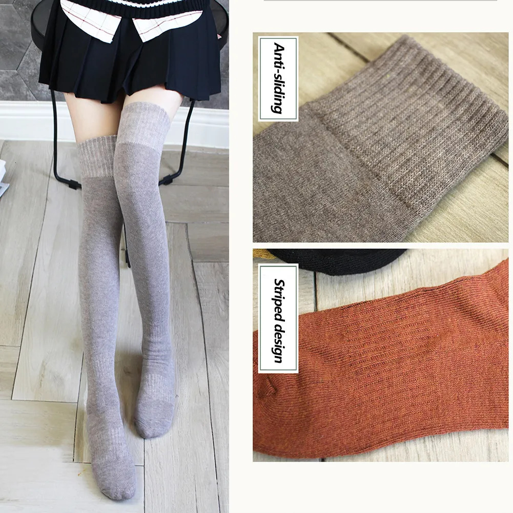 Socks Hosiery Thigh High Over The Knee High Socks For Women Long Stockings Cute Kawaii Thick Leg Warmers Cotton Tall Tube Girl Sock 231213