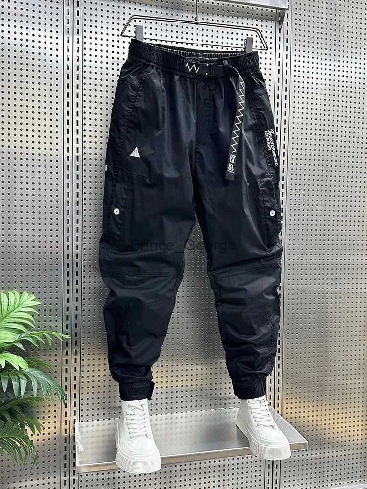 Men's Pants Men's Clothing Summer New Black Baggy Casual Pants Bunched Feet Overalls All-match Korean Nine Points Haren Pants Homme Tro