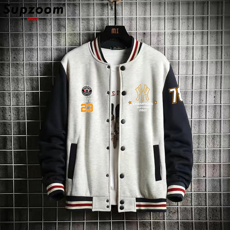 Men's Jackets Supzoom Arrival Letter Rib Sleeve Cotton Fashion Single Breasted Casual Bomber Baseball Jacket Loose Cardigan Coat 231212