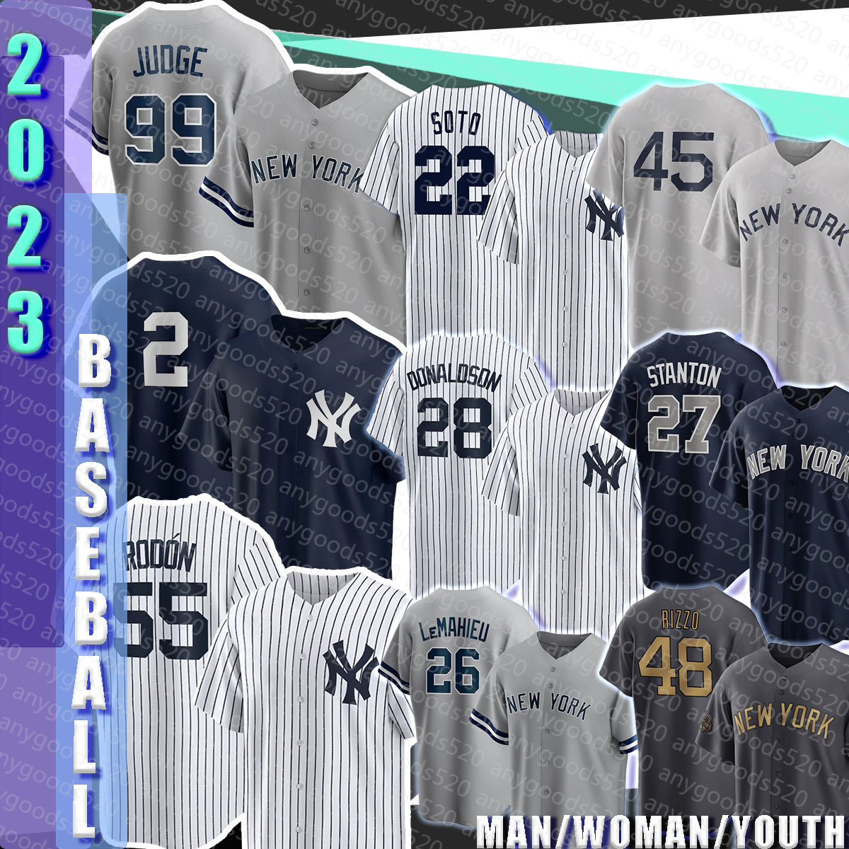 99 Aaron Judge Derek Jeter Carlos Rodon Baseball Jerseys Yankees Gerrit Cole Josh Donaldson Giancarlo Stanton Gleyber Torres Man Anthony Rizzo Juan Soto