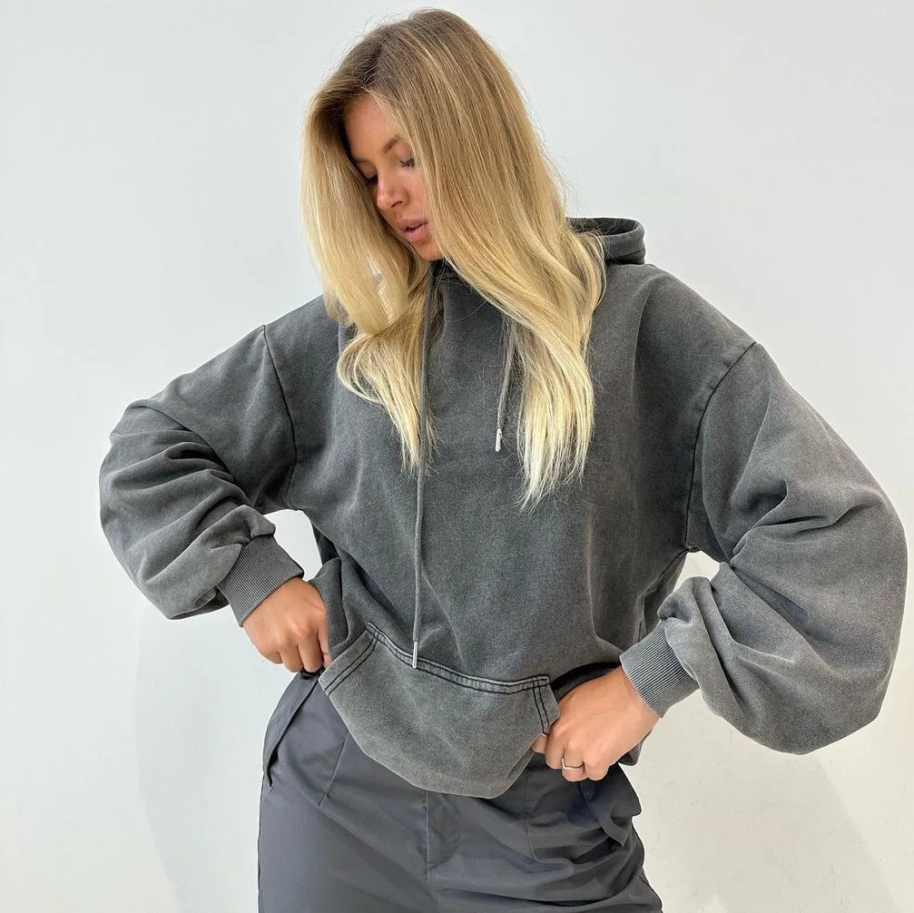 Womens Hoodies Sweatshirts Vintage Drill Printed Long Sleeved Hoodie Women Gothic Hip Hop Oversized Jackets Casual Loose Sweatshirt 231213