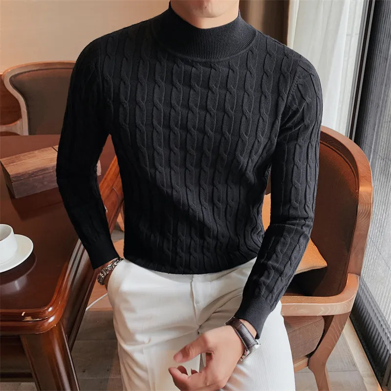 Men's Sweaters Autumn Winter Turtleneck Fashion Simple Slim Sweater Men Clothing High Collar Casual Pullovers Knit Shirt Plus size S-3XL 231212