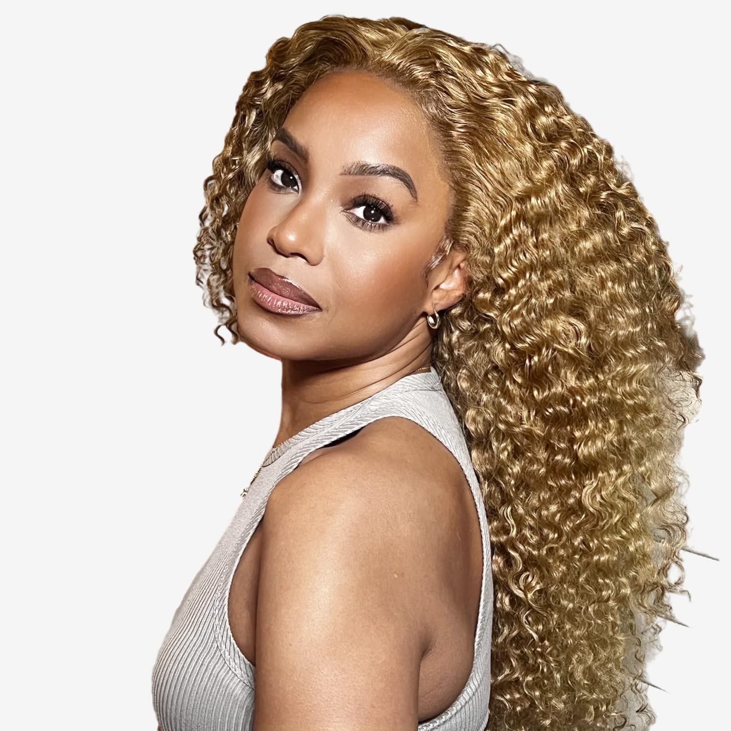 Honey Blonde Bob Curly Lace Front Wig Human Hair HD Lace human Hair Wig for Women #27 Colored Wig 150% Density Pre Plucked with Naturale Blonde Deep W