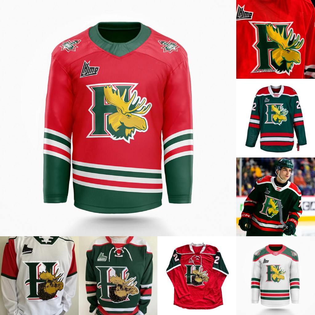 QMJHL Halifax Mooseheads Jerseys Custom Any Name Number White Red Green