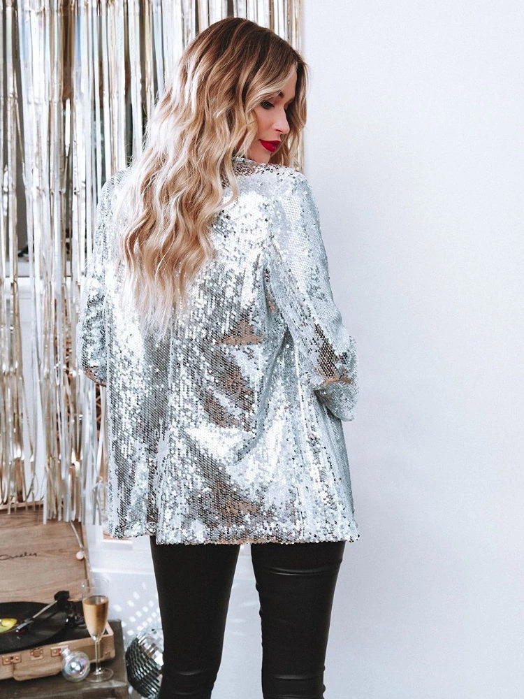 Womens Suits Blazers Jacket Spring In Outerwear Sequined Longsleeved Top for Women Elegant Stylish Female 231213