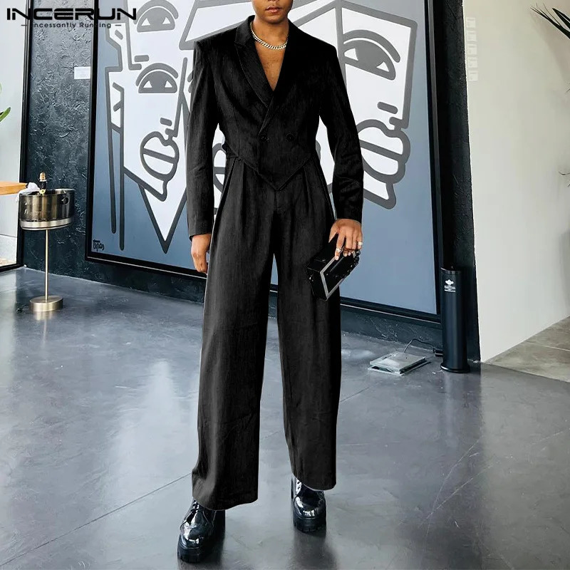 Men's Tracksuits INCERUN Men Sets Solid Color Lapel Long Sleeve Irregular Blazer Pants 2PCS Streetwear Autumn 2023 Fashion Casual Suits 231212
