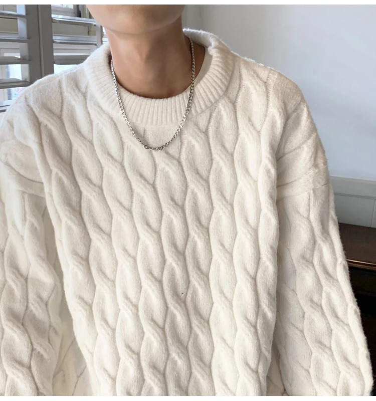 Men's Sweaters trend Men's Crewneck Sweater Plus Size Loose Lazy Style Knitted Sweater Casual Pullover Coats Mens Clothes 231212