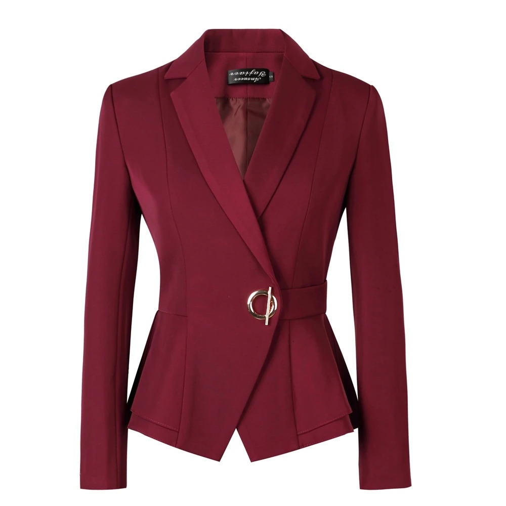Women's Two Piece Pants Factory spot wholesale wine red blue black 5XL women's winter two-piece formal Long Sleeve Ruffle slim fitting suit 