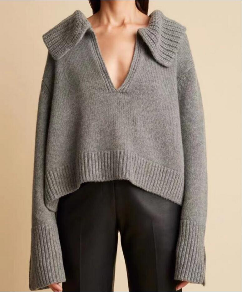 KHAIT * Woolen sweater women's new loose collar long sleeved pullover sweater for autumn and winter -24