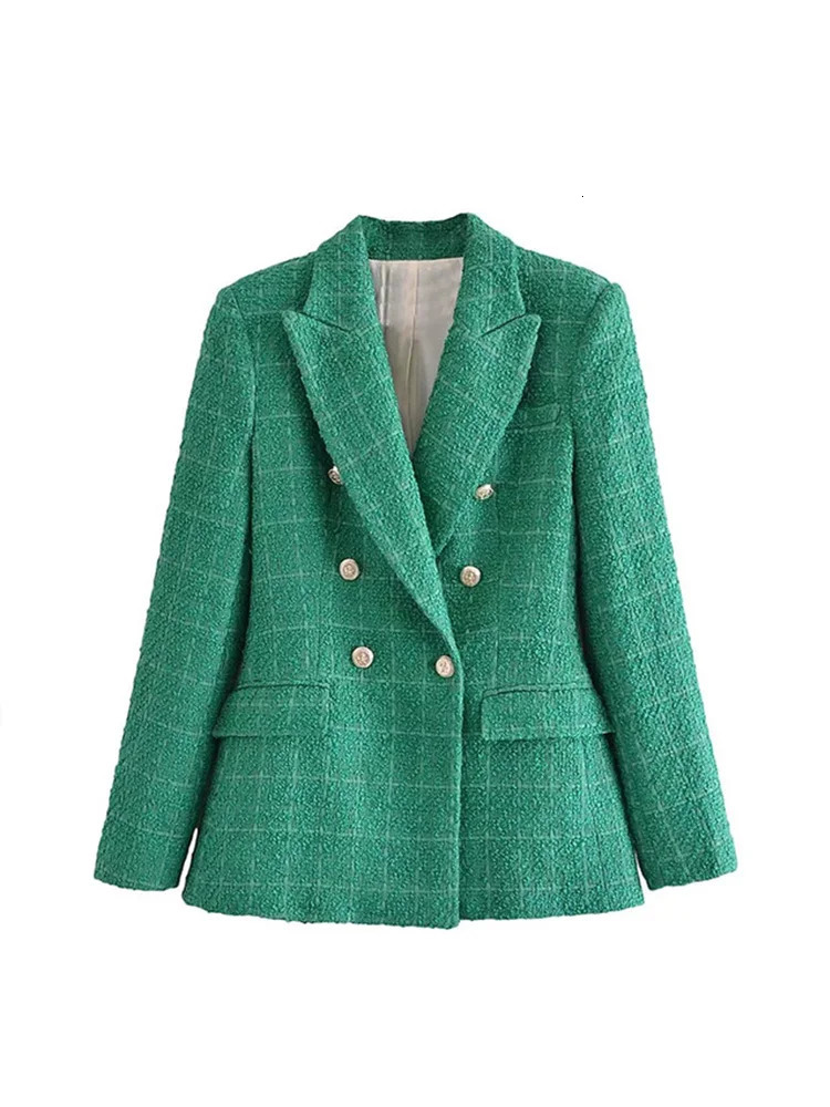 Womens Suits Blazers Klkxmyt Traf Jacket Autumn LongSleeve DoubleBreasted Woollen Coat Woman Vintage Office Blaczer Tops 231213