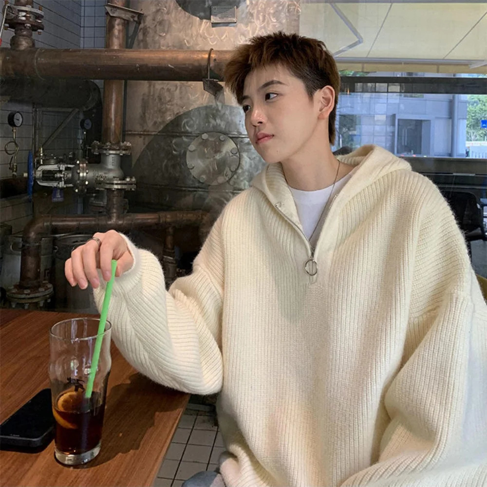 Men's Sweaters Hooded Sweater Coat Men Spring and Autumn Casual Knitted Sweaters Men Pullover Jumpers Men Fashion Clothing Streetwear Tops 231212