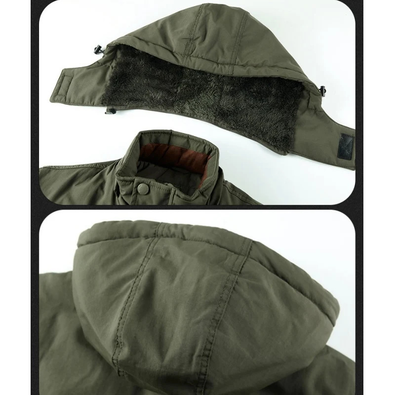 Mens Jackets Winter Windbreaker Fleece Warm Thick Windproof Parkas Men Fashion Hooded Military Jacket Coat Male Size M6XL 231212 - view 7