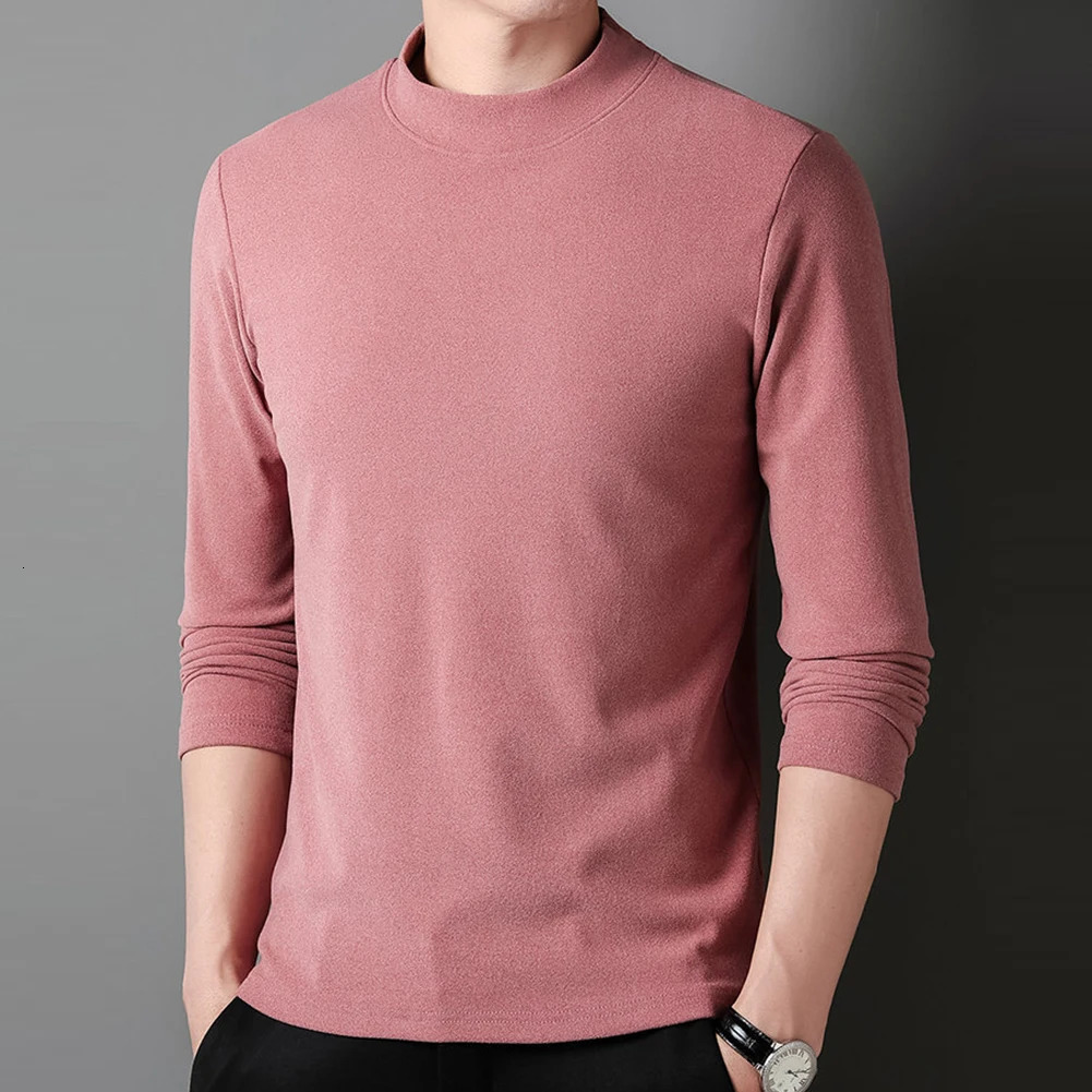 Men's Thermal Underwear Mens Half High Collar Warm TShirt Plain Casual Solid Color Tee Tops Pullovers T Shirt Clothing 231212