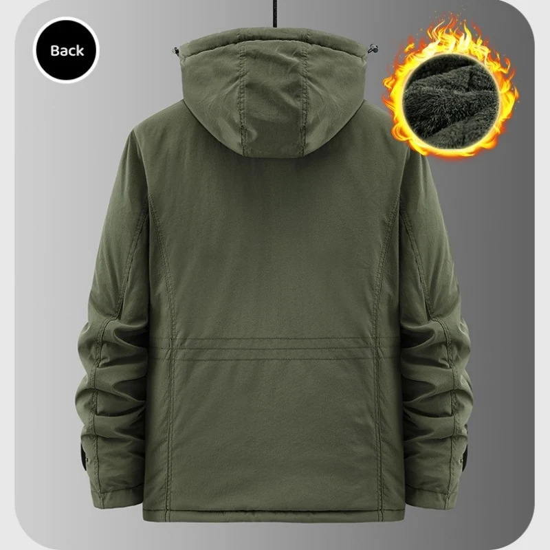 Mens Jackets Winter Windbreaker Fleece Warm Thick Windproof Parkas Men Fashion Hooded Military Jacket Coat Male Size M6XL 231212 - view 3