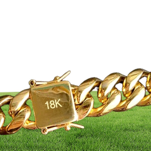 18K Gold Plated Necklace High Quality Miami Cuban Link Chain Necklace Men Punk Stainless Steel Jewelry