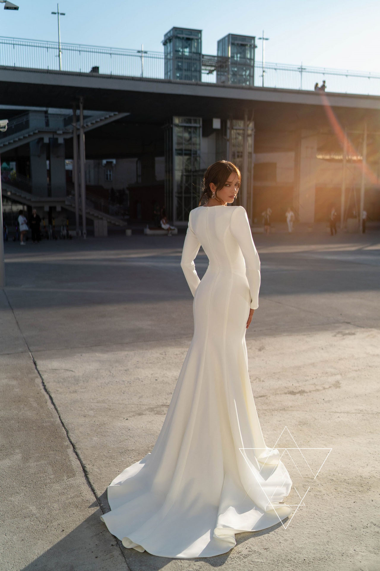 Satin Long Sleeve Mermaid Wedding Dresses Scoop Neck Lace Appliques Bridde Dress Sexy Front Plus Size Country Bridal Gown Beach Boho Vestido De Novie 