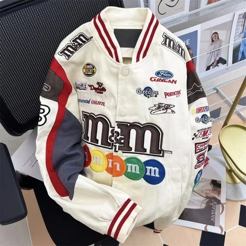 Men's Jackets American High Street Embroidered Baseball Jacket Men Retro Hip-hop Loose Couple Clothes Fashion Personalized Motorcycle Uniform 231