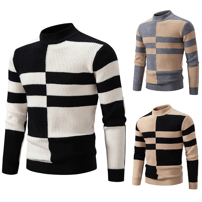 Men's Sweaters Men's Autumn and Winter Casual Half High Neck Sweater Knit Pullover Tops Sweater 231212