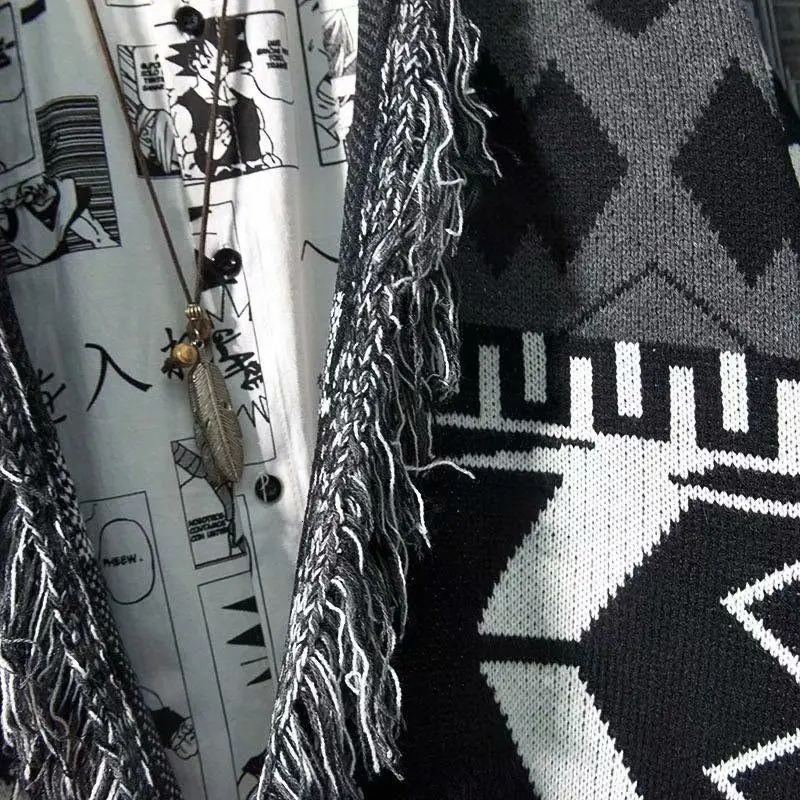 Men's Sweaters Autumn and Winter Knitted Cardigan Men Tassel Retro Lazy Sweater Male Loose Men's Sweater Thin Coat Knitted Sweater Man Coat 