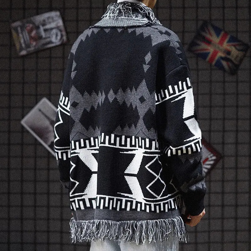 Men's Sweaters Autumn and Winter Knitted Cardigan Men Tassel Retro Lazy Sweater Male Loose Men's Sweater Thin Coat Knitted Sweater Man Coat 