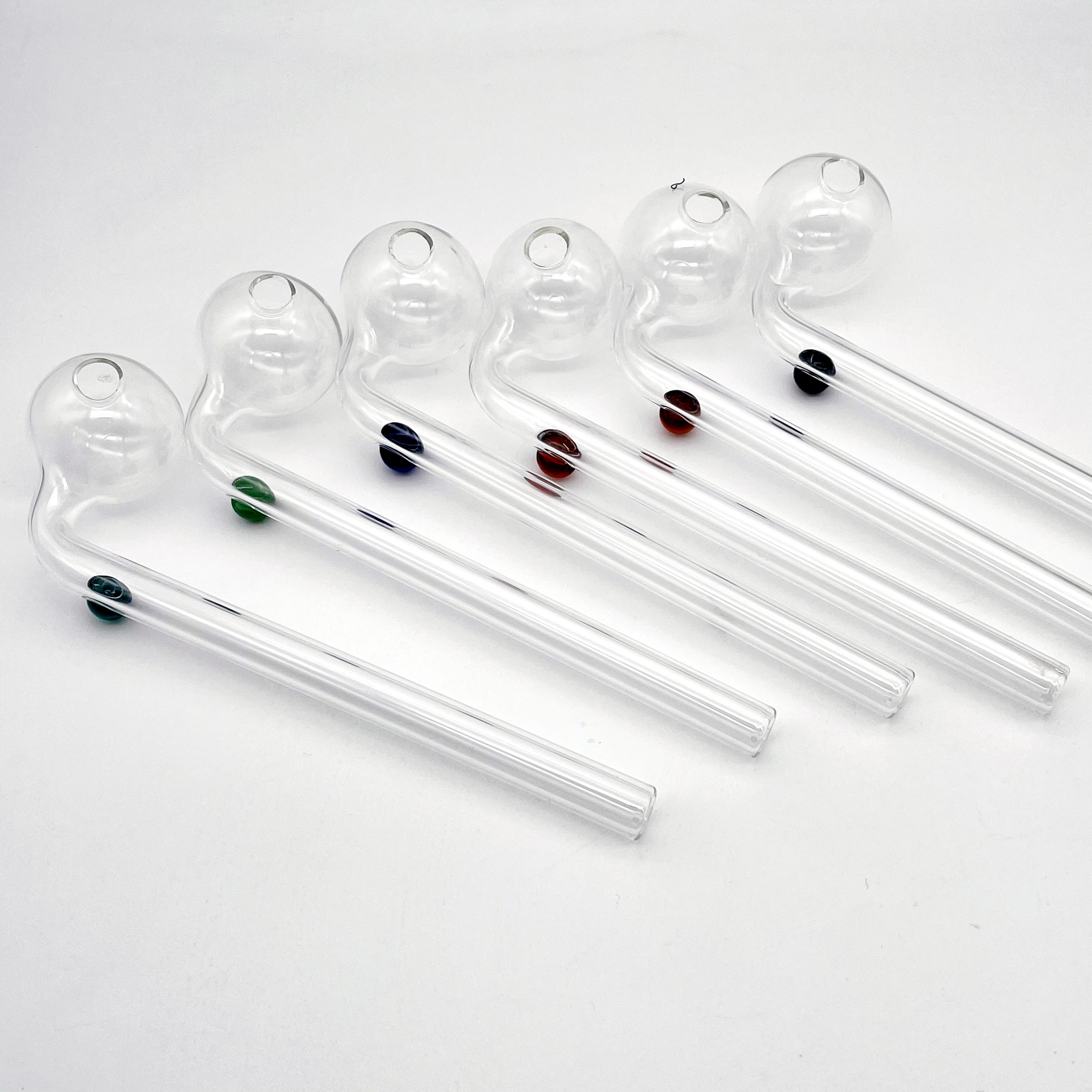 Pyrex glass oil burner pipe smoking accessories 14cm 90° LOGO color transparent big tube nail tips bong