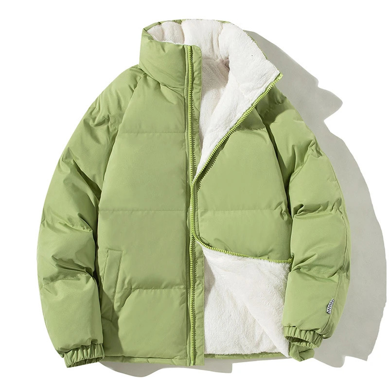 Mens Down Parkas thick and warm winter jacket mens solid loose winter jacket mens stand up collar wool padding park mens Harajuku jacket 231213