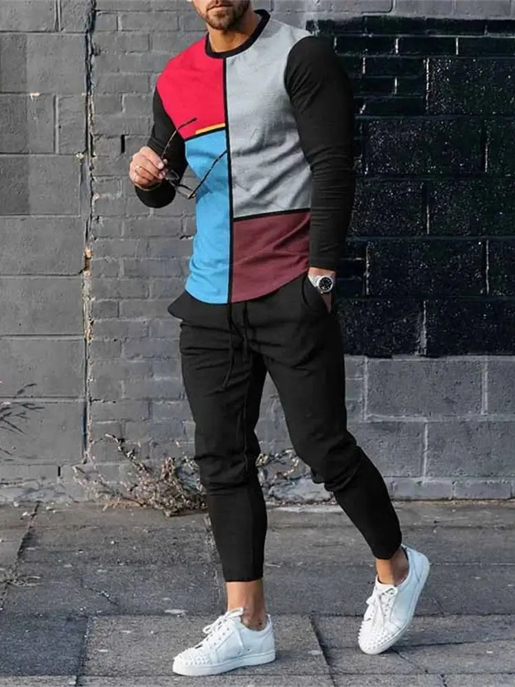 Men's Tracksuits Autumn Tracksuit Long Sleeve T Shirtsweatpants Suit Men Streetwear Vintage Sweatshirt Oversized Men Clothing 2 Piece Sets 231212