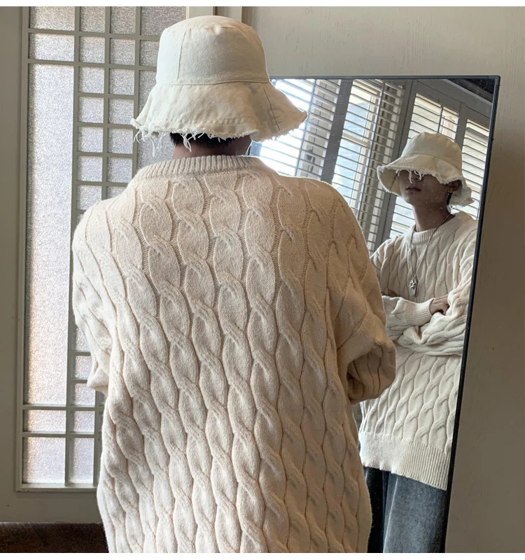 Men's Sweaters trend Men's Crewneck Sweater Plus Size Loose Lazy Style Knitted Sweater Casual Pullover Coats Mens Clothes 231212