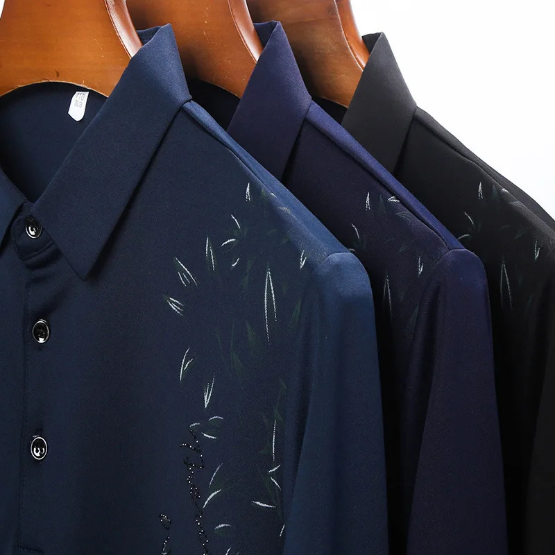 Men's Polos Business Office Casual Polo Shirt Men's Fashion Trend Long Sleeve Printed Patchwork T-shirt Spring Autumn Male Clothes 231212