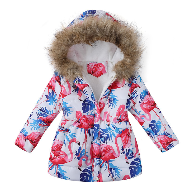 Winter Girls Jacket 3-6Y Boy's Ski Suit Kids Sport Warm Coats Cotton Polyester Top Soft Fur Collar Hooded Muumi Pink 211007