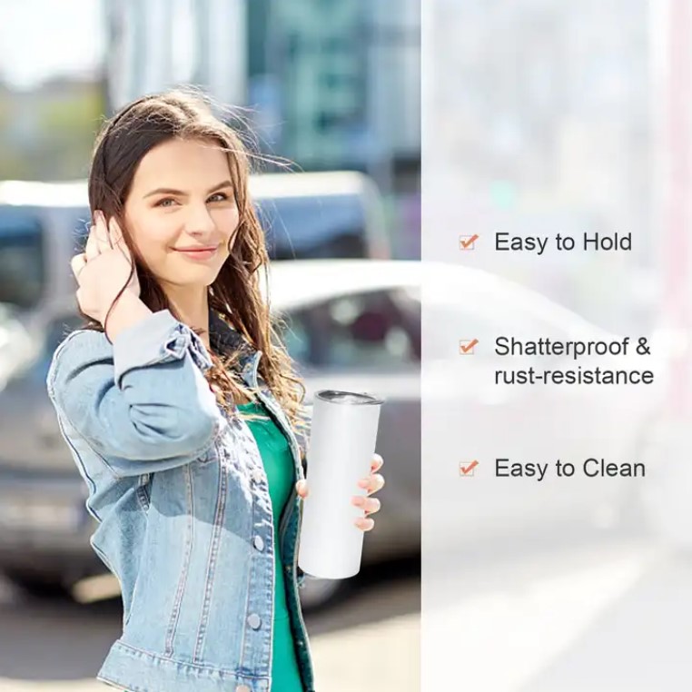 US Warehouse! 20oz Sublimation Straight Tumblers With Seal Lids & Metal Straws & Rubber Bottoms