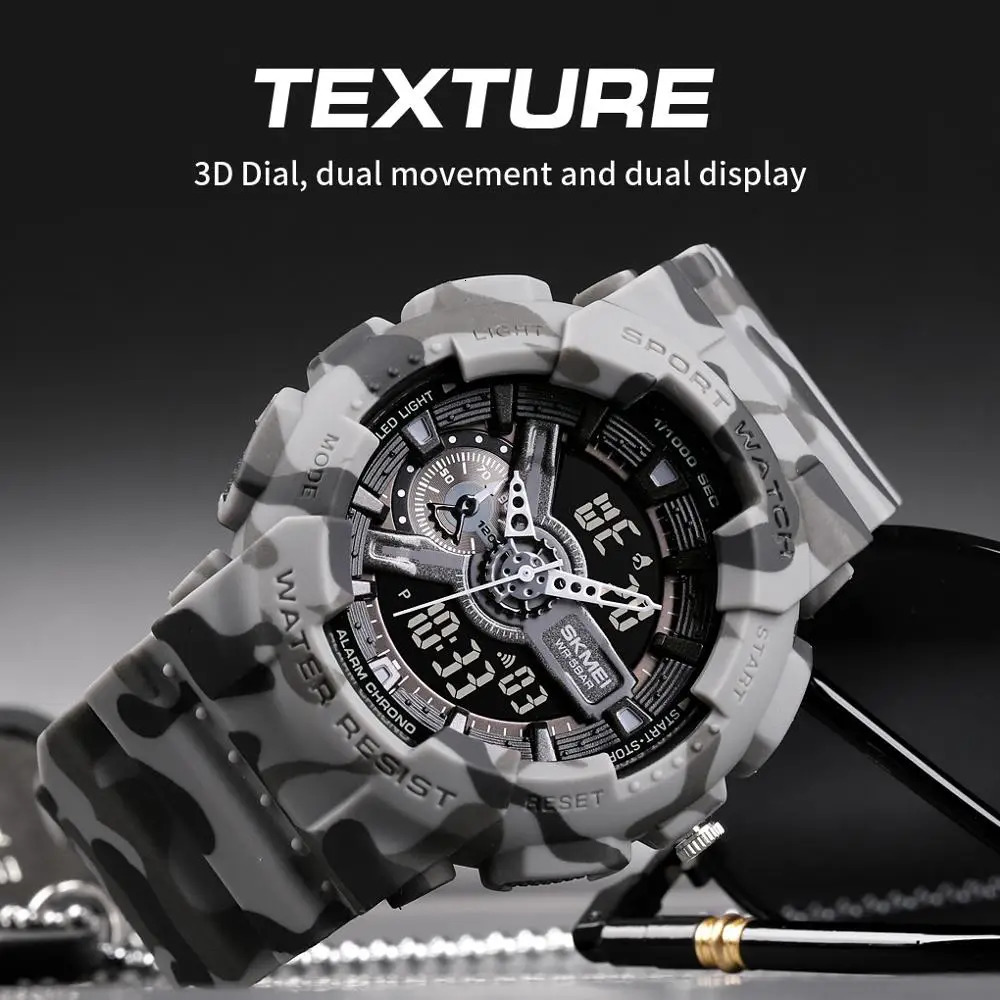 Wristwatches SKMEI Youth Sport Digital Watch Men Shockproof Waterproof Dual Wristwatches LED Chrono Alarm Clock Mens Watches Cool Hour vogue 231214