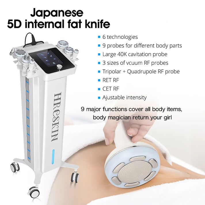 Multifunctional 9 in 1 Fat Remover 5D Liposuction 40K Cavitation Vacuum Slimming Skin Lifting Detox Radio Frequency Physiotherapy Massager