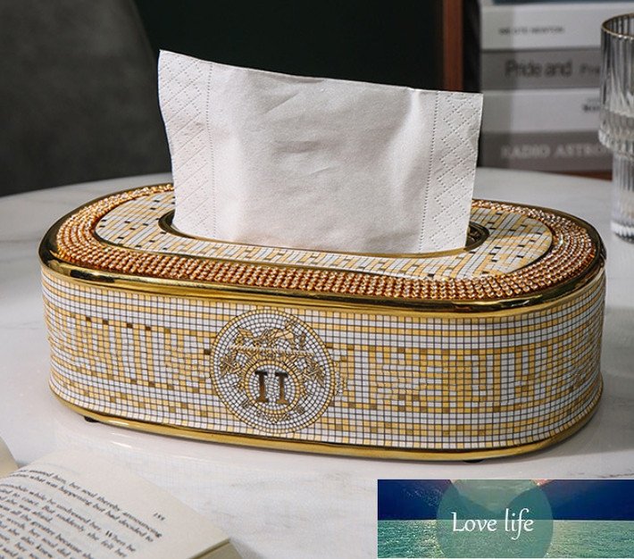 Fashion Creative Ceramic Tissue Box Living Room Desktop Coffee Table Tissue Box Modern Bathroom Bedroom and Household Tissue Boxs