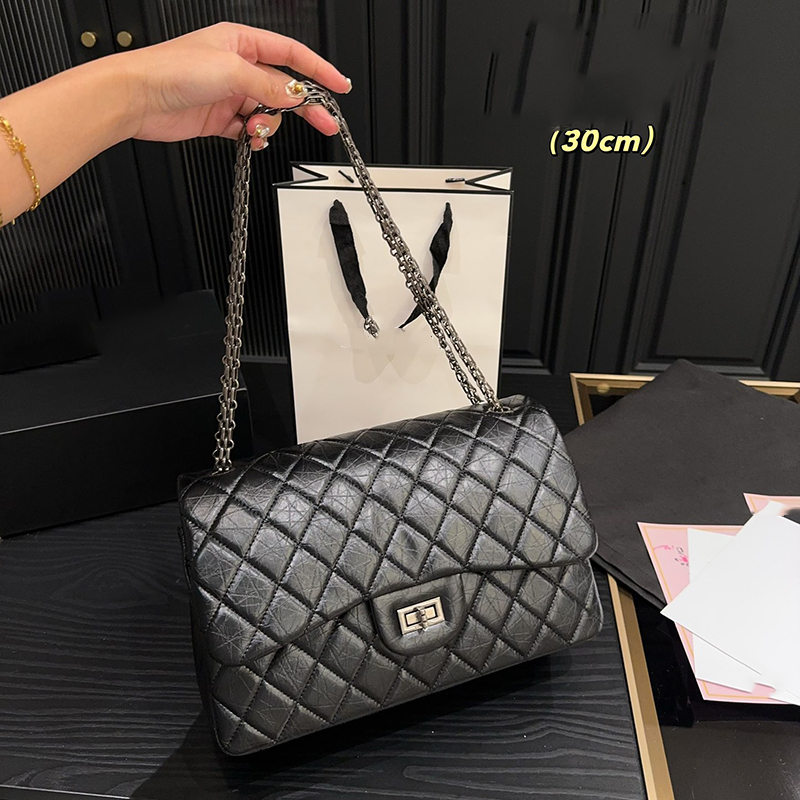 2.55 Designer Womens Shoulder Bag 30cm Leather Ringer Gold Silver Hardware Metal Luxury Handbag Matelasse Chain Crossbody Bag Makeup Bag Airport Bags Sacoche