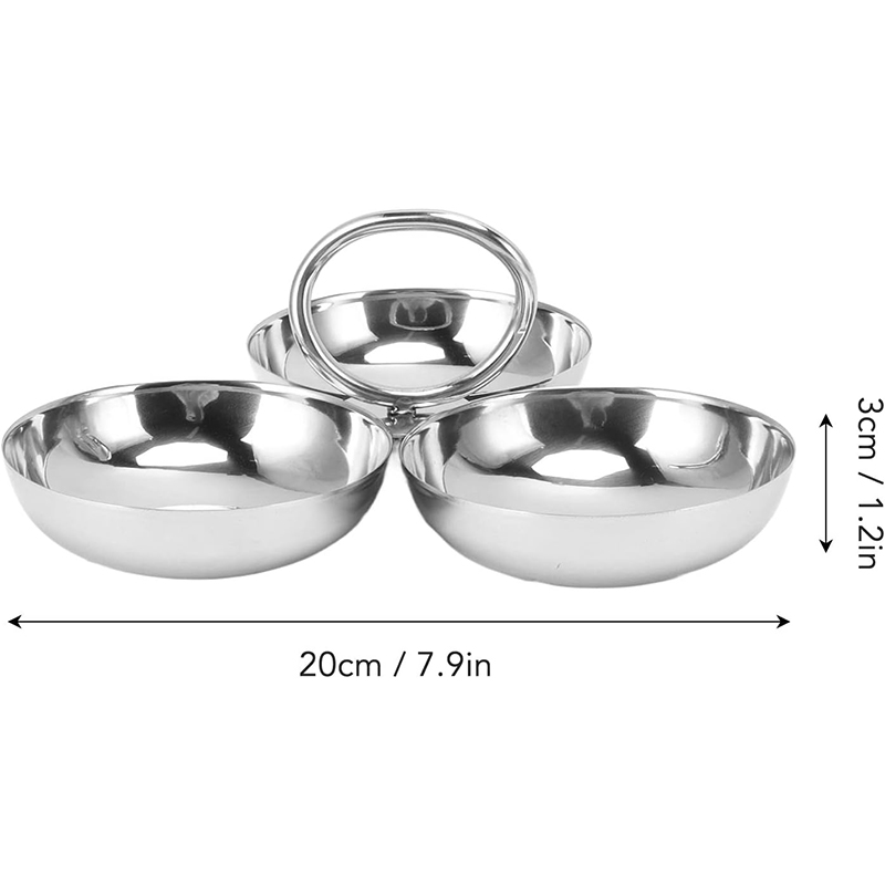 Home Furnishings 3-Bowl Snack Dishes Sier Appetizer Plates Aesthetic Hypebeast Trending Banquet Wedding Birthday Party Decorations Dinnerware Supplies