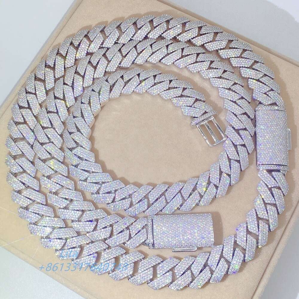 necklace moissanite chain miami cuban link chain Bussdown luxury pass diamond tester gra moissanite hip hop necklace for men