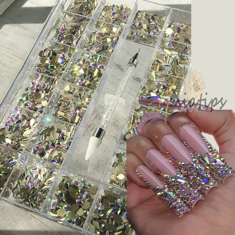 Nail Art Decorations Mixed size High Quality Glass s Crystal Set Stone Drill Pen Manicure Accessories Supplies 231213