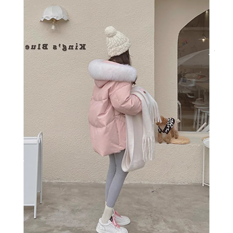 Women's Down Parkas White Down Jacket Women Coat Hooded Fashion American Streetwear Y2K Style Duck Down Feather Female Winter Pink Short Outwear 