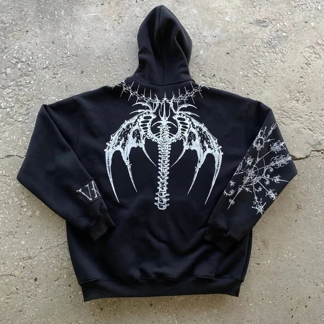 Punk Gothic Pattern Printing Y2k Hoodie Hip Hop Casual Sweatshirt Selling Personality Retro Hoodies Women Men Streetwear 231220