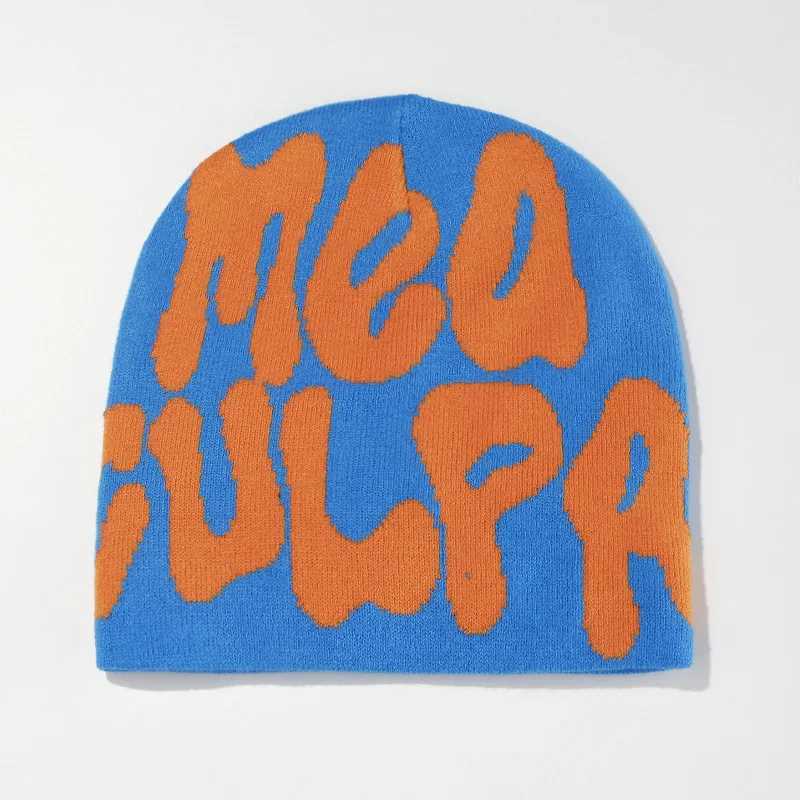 Beanie/Skull Caps Ogo-Bonnet chaud pour homme et femme bonnet froid casquette de niche conception fouet filet rouge mode Y2K cent Take H241010