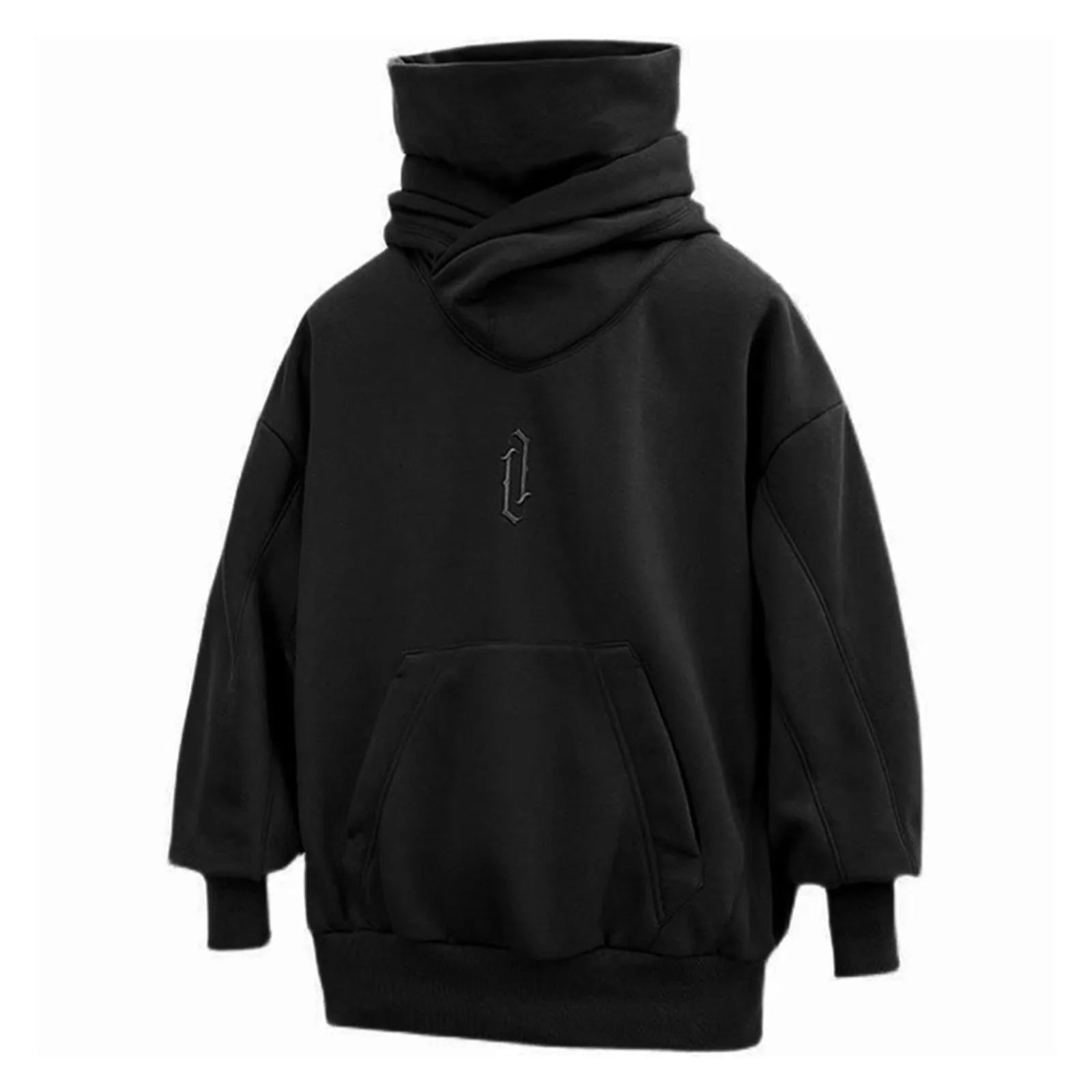 Mens Hoodies Sweatshirts Autumn Winter Turtleneck Hoodie Solid Color Hooded Long Sleeve Oversized Hip Hop Streetwear Male Ninja Style Oversize Sweatsh