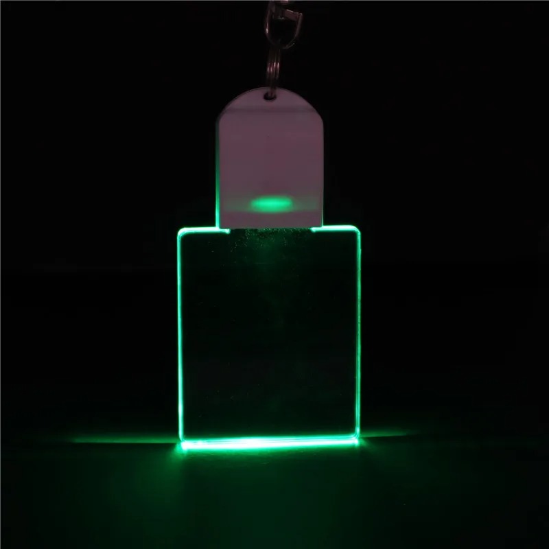 Led 3D Blank Acrylic Keychain RGB Colorful Night Light Key Pendant Lamp Wedding Christmas Decor Diy Gift Key Ring