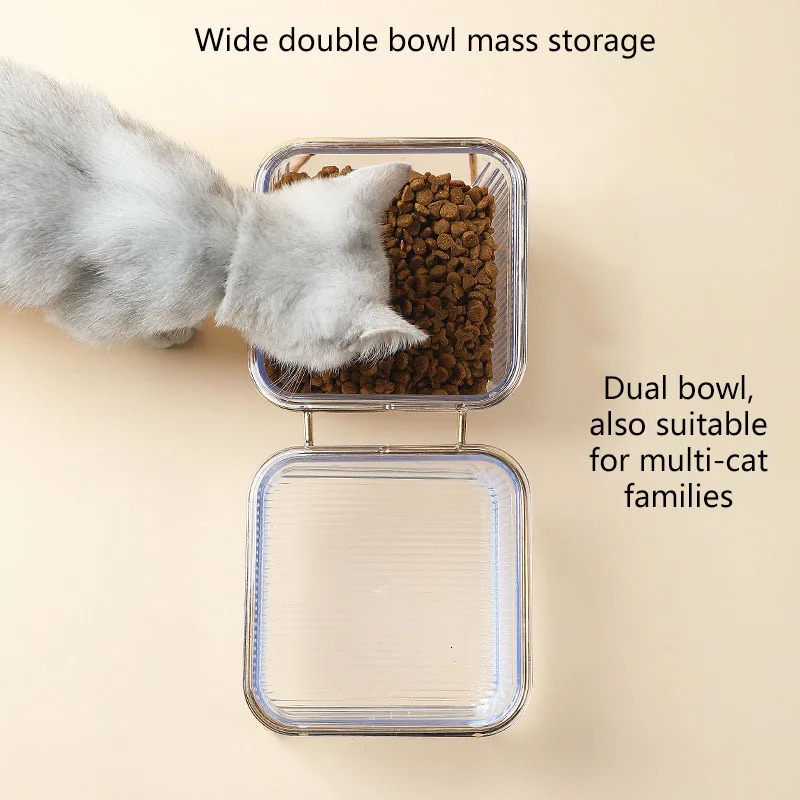 Dog Bowls Feeders Cat Double Bowl with Stand Pet Kitten Puppy Transparent Food Feeding Dish Metal Elevated Water Feeder Dog Bowl Supplies 231213