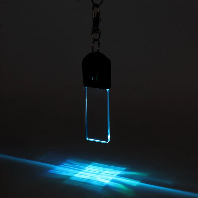 Led 3D Blank Acrylic Keychain RGB Colorful Night Light Key Pendant Lamp Wedding Christmas Decor Diy Gift Key Ring