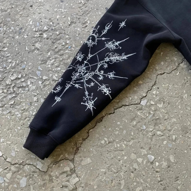 Punk Gothic Pattern Printing Y2k Hoodie Hip Hop Casual Sweatshirt Selling Personality Retro Hoodies Women Men Streetwear 231220