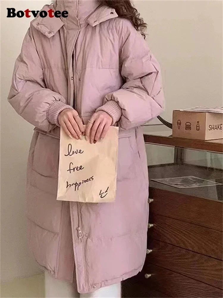 Women's Down Parkas Botvotee Parkas for Women Fall Winter Thicken Long Sleeve Jackets Oversized Pockets with A Hood Zipper Down Long Coats 231213