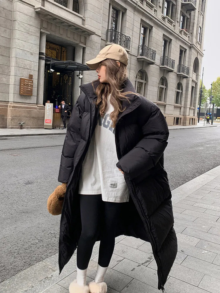 Women's Down Parkas Oversized Long Coat Women Winter Down Cotton Jacket Female Korean Fashion Padded Overcoat Ladies Casual Thick Warm Zipper Coa